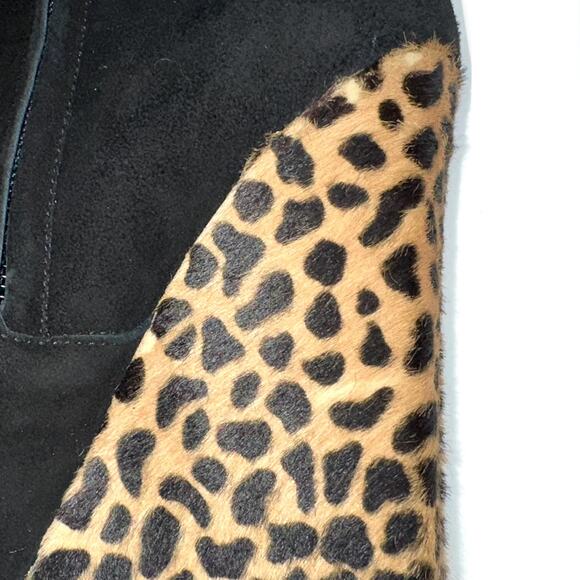 Giuseppe Zanotti Black Suede Animal Print Hide Cindy Wedge Heeled Boots Size 9.5 - Picture 16 of 16